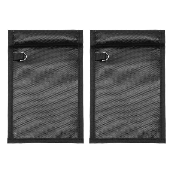 Uxcell 2 Pcs Faraday Bags, 10.4 x 4.8 Inch Phone Car Keys Fob Protector Faraday Bags Fireproof Waterproof Document Bag for NFC RFID GPS Sensor Key, Black