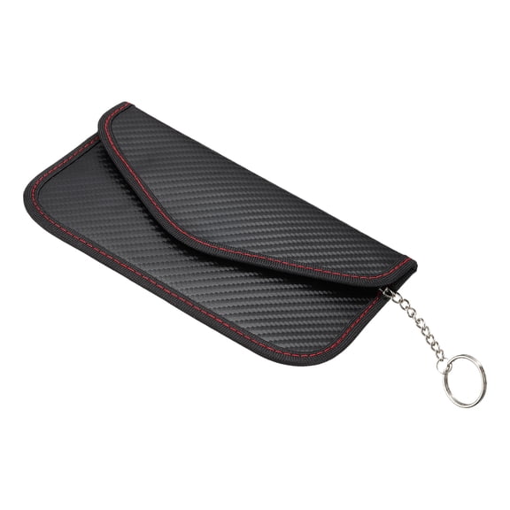 Uxcell 1 Pcs Faraday Bags, 7.7 x 4.3 Inch Phone Car Keys Fob Protector with Chain Faraday Bags Fireproof Waterproof Document Bag for NFC RFID GPS Sensor Key, Black
