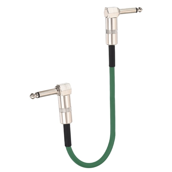 Uxcell 1 Pcs Guitar Patch Cables 22 Inch Pedal Board Cord 1/4 Inch Metal Double Elbow TS Right Angle Guitar Patch Effect Cable Cord for Instrument Effect Pedal Mixing Console, Green