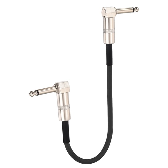 Uxcell 1 Pcs Guitar Patch Cables 22 Inch Pedal Board Cord 1/4 Inch Metal Double Elbow TS Right Angle Guitar Patch Effect Cable Cord for Instrument Effect Pedal Mixing Console, Black