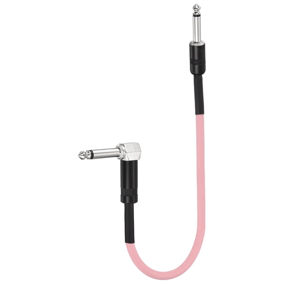 Uxcell 1 Pcs Guitar Patch Cables 22 Inch Pedal Board Cord 1/4 Inch Metal Straight Bend TS Right Angle Guitar Patch Effect Cable Cord for Instrument Effect Pedal Mixing Console, Pink