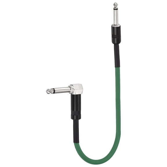 Uxcell 1 Pcs Guitar Patch Cables 22 Inch Pedal Board Cord 1/4 Inch Metal Straight Bend TS Right Angle Guitar Patch Effect Cable Cord for Instrument Effect Pedal Mixing Console, Green