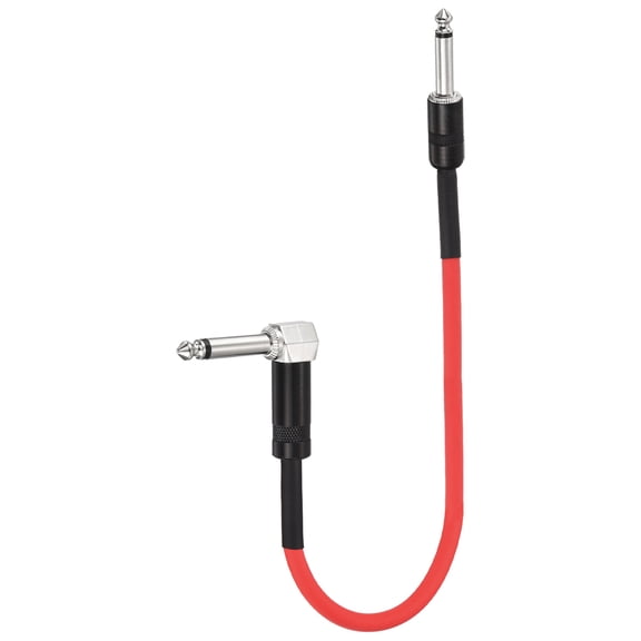 Uxcell 1 Pcs Guitar Patch Cables 22 Inch Pedal Board Cord 1/4 Inch Metal Straight Bend TS Right Angle Guitar Patch Effect Cable Cord for Instrument Effect Pedal Mixing Console, Red
