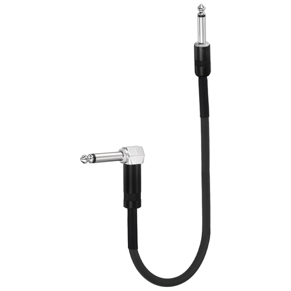 Uxcell 1 Pcs Guitar Patch Cables 22 Inch Pedal Board Cord 1/4 Inch Metal Straight Bend TS Right Angle Guitar Patch Effect Cable Cord for Instrument Effect Pedal Mixing Console, Black