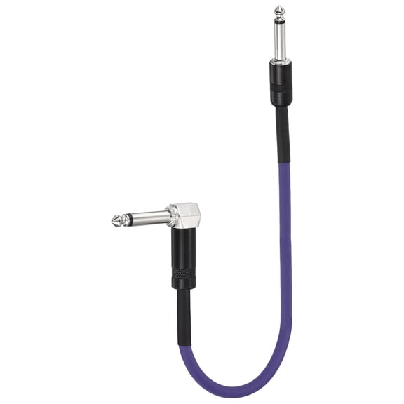 Uxcell 1 Pcs Guitar Patch Cables 22 Inch Pedal Board Cord 1/4 Inch Metal Straight Bend TS Right Angle Guitar Patch Effect Cable Cord for Instrument Effect Pedal Mixing Console, Purple