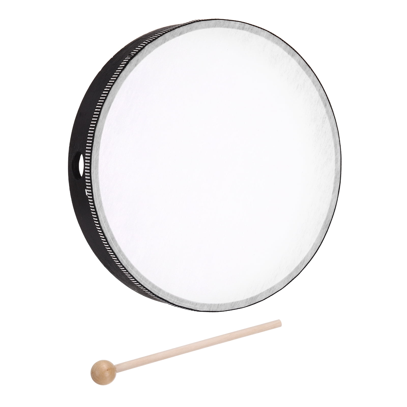 Uxcell 1 Pcs Hand Drum Music Percussion 10 Inch Wood Frame Drum Set with Drum Stick Musical Instrument for Musical Education Home Party Performance Supplies (Black)
