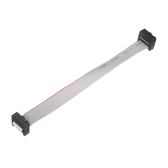 Uxcell 1 Pcs IDC Connector Flat Ribbon Cable, 10 Pins 2.54mm Pitch 15cm Length FC to FC Dual Female Connector Flat Ribbon Cable Wire for Industrial Electronics, Grey