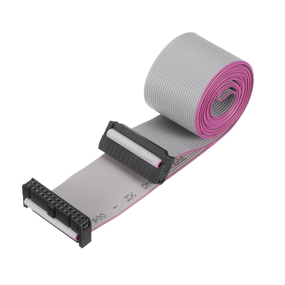 Uxcell 1 Pcs IDC Connector Flat Ribbon Cable, 26 Pins 2.54mm Pitch 1.5m Length FC to FC Dual Female Connector Flat Ribbon Cable Wire for Industrial Electronics, Grey