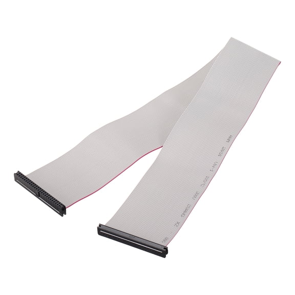 Uxcell 1 Pcs IDC Connector Flat Ribbon Cable, 50 Pins 2mm Pitch 50cm Length FC to FC Dual Female Connector Flat Ribbon Cable Wire for Industrial Electronics, Grey