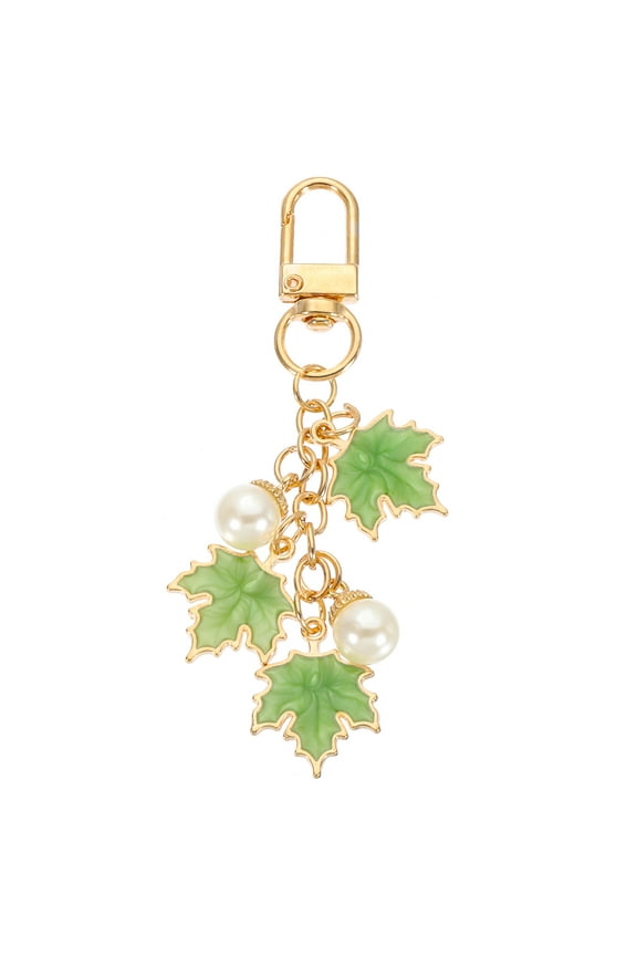 1 Pcs Maple Leaf Keychain, Metal Cute Keychains Charm with Swivel Clasps Key Chain for Women Bag Purse Charms, Green