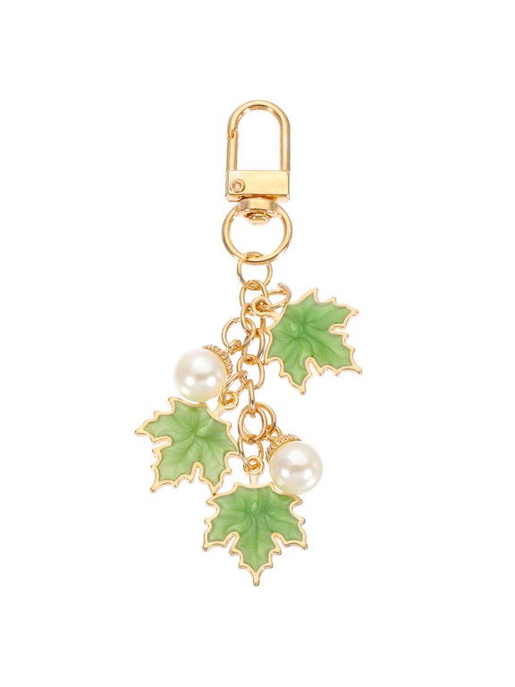1 Pcs Maple Leaf Keychain, Metal Cute Keychains Charm with Swivel Clasps Key Chain for Women Bag Purse Charms, Green