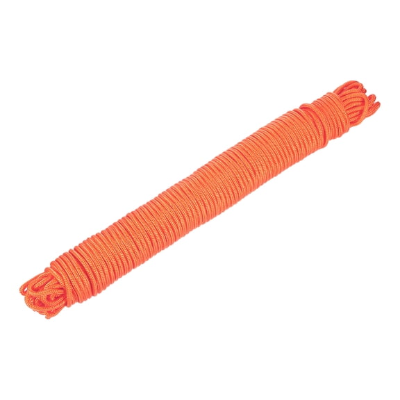 Uxcell 1 Pcs Orange Nylon Rope 1/4"x164ft Solid Braided Cord Polypropylene Rope