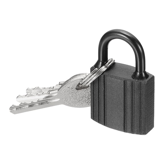 Uxcell 1 Pcs Weatherproof Padlocks, 1.3 Inch Wide Alloy Steel Outdoor Rustproof Short Beam Locks Vinyl Wrapped Waterproof Pin Tumbler Padlock with Brass Cylinder for Garages , Black