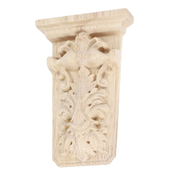 Uxcell 1 Pcs Wood Corbels, 120x80x20mm(4.72x3.15x0.79") Carved Onlay, Decorative Shelf Brackets, Unpainted Wood Carved Appliques for Wall Decor, Trim, Countertops, Shelves, Doorway, Roman Columns,