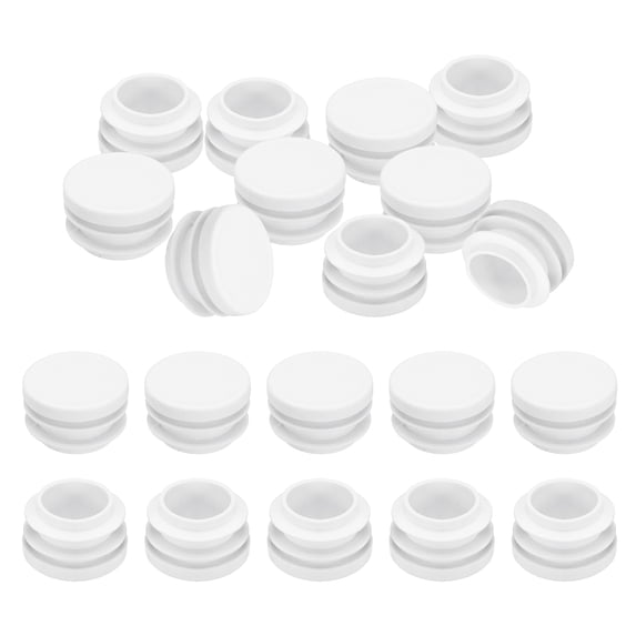 Uxcell 1"OD Plastic Tubing End Caps, 20Pcs Round Hole Plug Insert, White