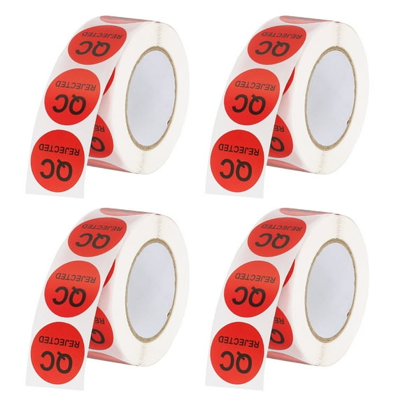 Uxcell 1" QC Rejected Labels, Inventory Quality Control Stickers 4 Roll/2000 Pcs Red