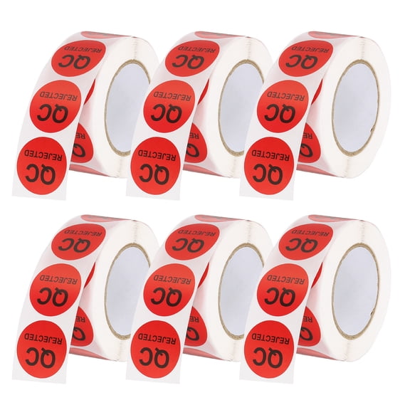 Uxcell 1" QC Rejected Labels, Inventory Quality Control Stickers 6 Roll/3000 Pcs Red