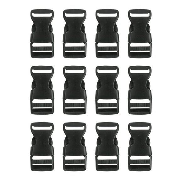Uxcell 1" Quick Release Buckle Buckles Side for Straps Backpack Clips, Black 12 Pack