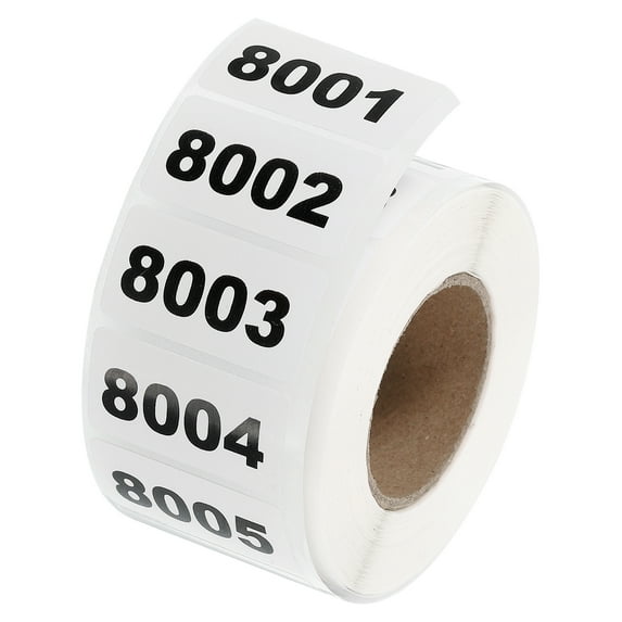 Uxcell 1 Roll Inventory Number Sticker, 8001-9000 Consecutive Numbered Labels Self Adhesive Labels Tag(1.6x0.8 Inch)