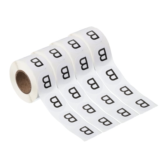 Uxcell 1" Round Letter B Stickers, Self-Adhesive Alphabet Stickers for Organization Storage Inventory 4 Rolls