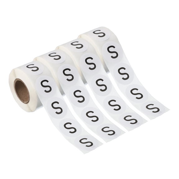 Uxcell 1" Round Letter S Stickers, Self-Adhesive Alphabet Stickers for Organization Storage Inventory 4 Rolls