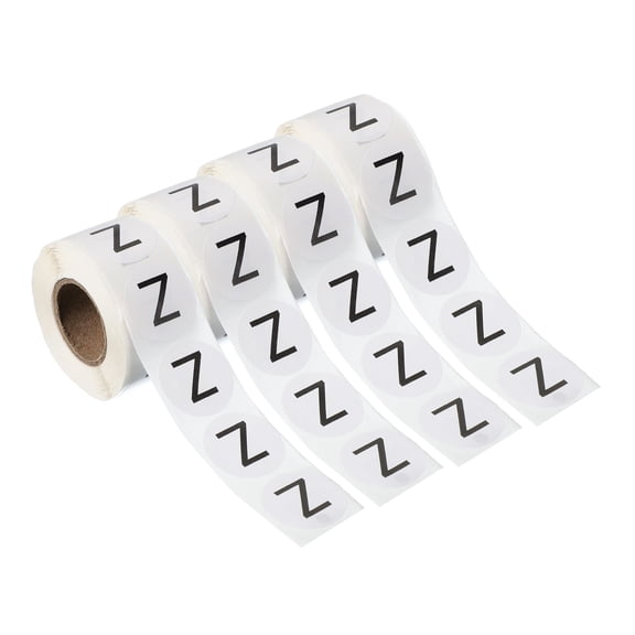 Uxcell 1" Round Letter Z Stickers, Self-Adhesive Alphabet Stickers for Organization Storage Inventory 4 Rolls