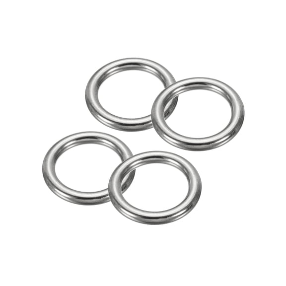 Uxcell 1" Seamless Metal O Rings, 4 Pack 304 Stainless Steel O-Ring Solid Round Rings for Macrame, DIY Craft,5x25mm