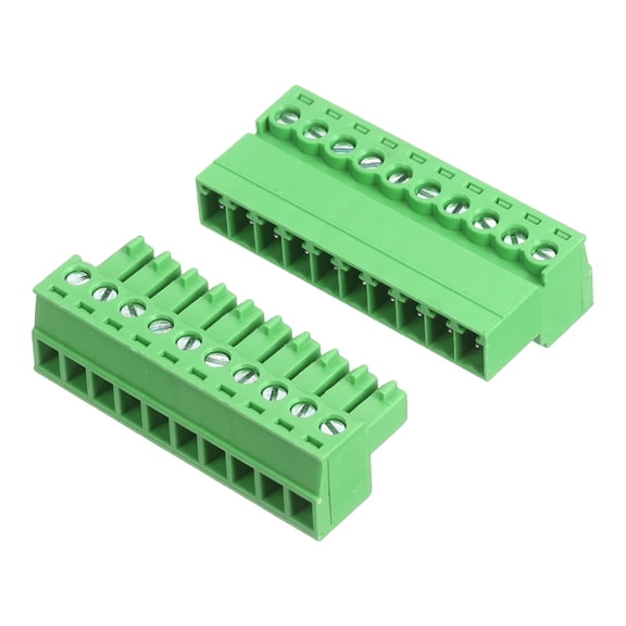 Uxcell 1 Set 10 Pin 3.81mm Pitch PCB Mount Screw Terminal Block Connector, Right Angle Pluggable Phoenix Plug for DIY Electronics Audio Power Modules 26-16AWG Cable