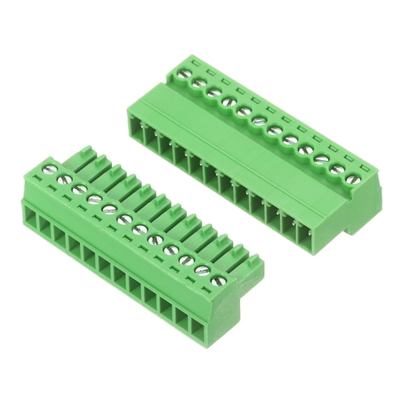 Uxcell 1 Set 12 Pin 3.5mm Pitch PCB Mount Screw Terminal Block Connector, Right Angle Pluggable Phoenix Plug for DIY Electronics Audio Power Modules 26-16AWG Cable