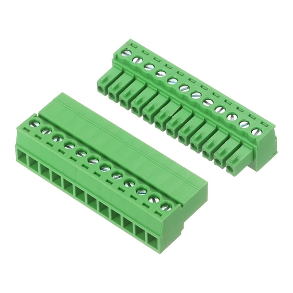 Uxcell 1 Set 12 Pin 3.81mm Pitch PCB Mount Screw Terminal Block Connector, Right Angle Pluggable Phoenix Plug for DIY Electronics Audio Power Modules 26-16AWG Cable