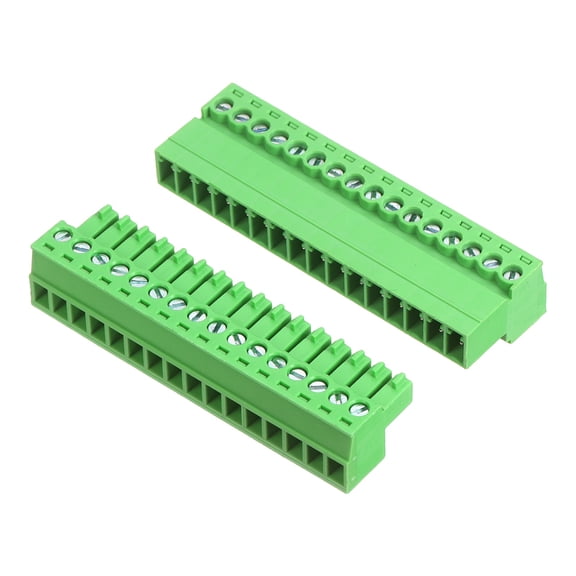 Uxcell 1 Set 16 Pin 3.5mm Pitch PCB Mount Screw Terminal Block Connector, Right Angle Pluggable Phoenix Plug for DIY Electronics Audio Power Modules 26-16AWG Cable