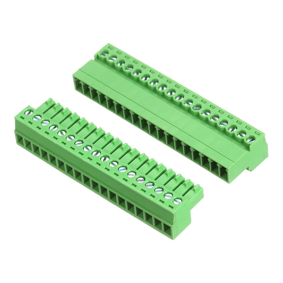 Uxcell 1 Set 18 Pin 3.5mm Pitch PCB Mount Screw Terminal Block Connector, Right Angle Pluggable Phoenix Plug for DIY Electronics Audio Power Modules 26-16AWG Cable