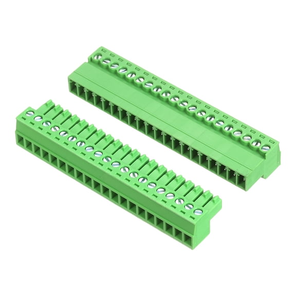 Uxcell 1 Set 20 Pin 3.5mm Pitch PCB Mount Screw Terminal Block Connector, Right Angle Pluggable Phoenix Plug for DIY Electronics Audio Power Modules 26-16AWG Cable