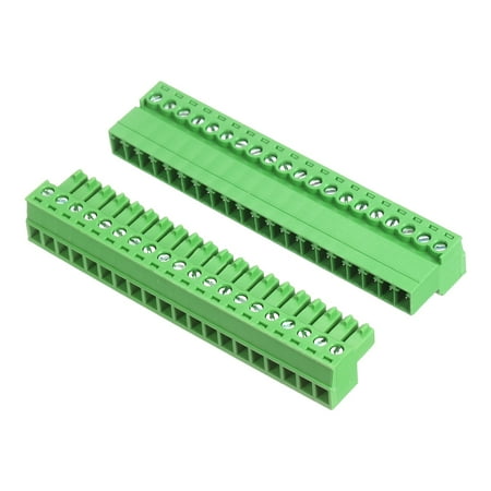 Uxcell 1 Set 20 Pin 3.81mm Pitch PCB Mount Screw Terminal Block Connector, Right Angle Pluggable Phoenix Plug for DIY Electronics Audio Power Modules 26-16AWG Cable