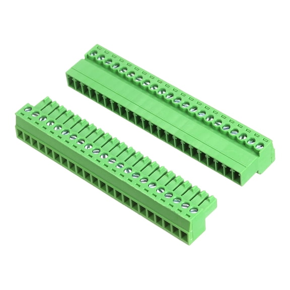 Uxcell 1 Set 22 Pin 3.5mm Pitch PCB Mount Screw Terminal Block Connector, Right Angle Pluggable Phoenix Plug for DIY Electronics Audio Power Modules 26-16AWG Cable