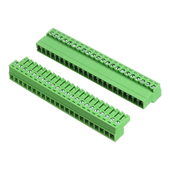 Uxcell 1 Set 22 Pin 3.81mm Pitch PCB Mount Screw Terminal Block Connector, Right Angle Pluggable Phoenix Plug for DIY Electronics Audio Power Modules 26-16AWG Cable