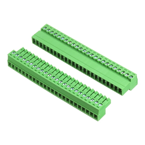 Uxcell 1 Set 24 Pin 3.5mm Pitch PCB Mount Screw Terminal Block Connector, Right Angle Pluggable Phoenix Plug for DIY Electronics Audio Power Modules 26-16AWG Cable