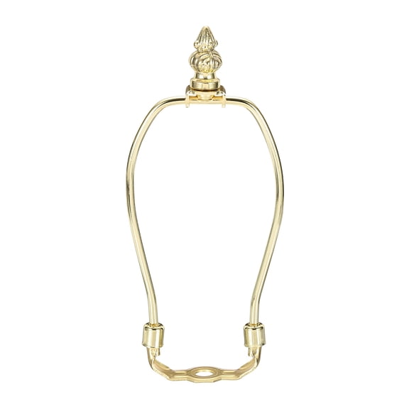 Uxcell 1 Set 6" Lamp Shade Harp Holder, Heavy Duty Detachable Lampshade Brackets with 1.38" Height Solid Metal Finial Shade Holder for Table and Floor Lamps, Gold