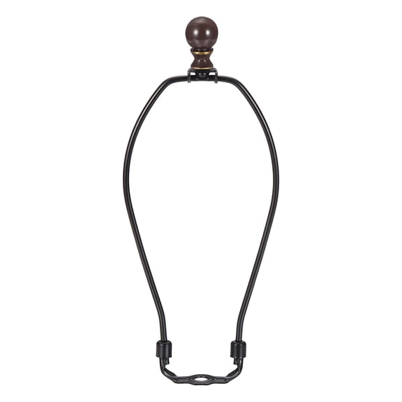 Uxcell 1 Set 9" Lamp Shade Harp Holder, Heavy Duty Detachable Lampshade Brackets with 1.46" Height Solid Metal Finial Shade Holder for Table and Floor Lamps, Black/Brown