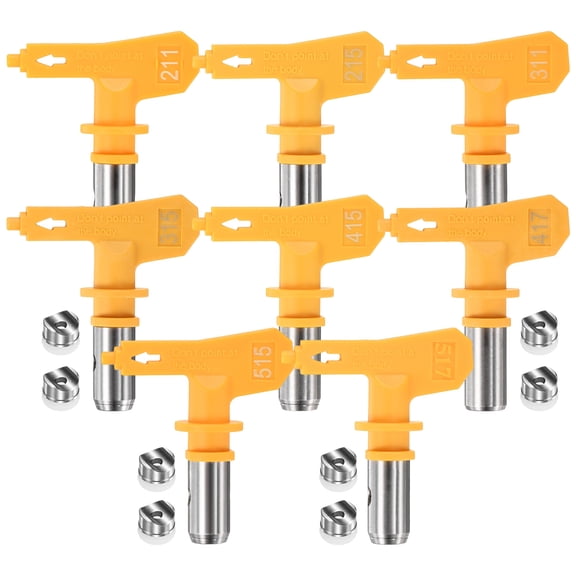 Uxcell 1-Set Airless Paint Sprayer Tips, Stainless Steel Spray Tips with 8 Pads for Homes [Yellow, 211, 215, 311, 315, 415, 417, 515, 517]