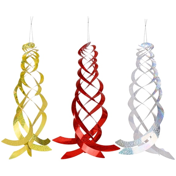 Uxcell 3Pcs Bird Repellent Spiral Reflector, 17.8" Plastic Hanging Reflective Bird Deterrent Device [Multicolor]