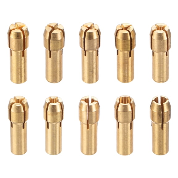 Uxcell 1-Set Brass Drill Chuck, Collets Set 4.2mm Shank Diameter 10 Sizes for Rotary Tools [Golden]
