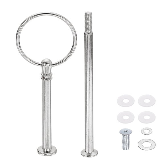 Uxcell 1 Set Cake Stand Hardware Kit, 2 Tier Cupcake Stand Fittings Zinc Alloy Tray Holder, Fruit Dessert Serving Trays Support Rod for DIY Making Wedding Decoration, Silver