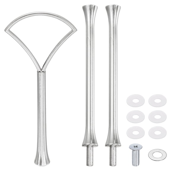 Uxcell 1 Set Cake Stand Hardware Kit, 3 Tier Cupcake Stand Fittings Zinc Alloy Tray Holder, Fruit Dessert Serving Trays Support Rod for DIY Making Wedding Party Decoration, Silver