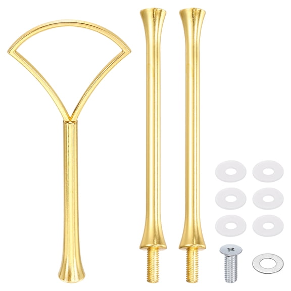 Uxcell 1 Set Cake Stand Hardware Kit, 3 Tier Cupcake Stand Fittings Zinc Alloy Tray Holder, Fruit Dessert Serving Trays Support Rod for DIY Making Wedding Party Decoration, Gold