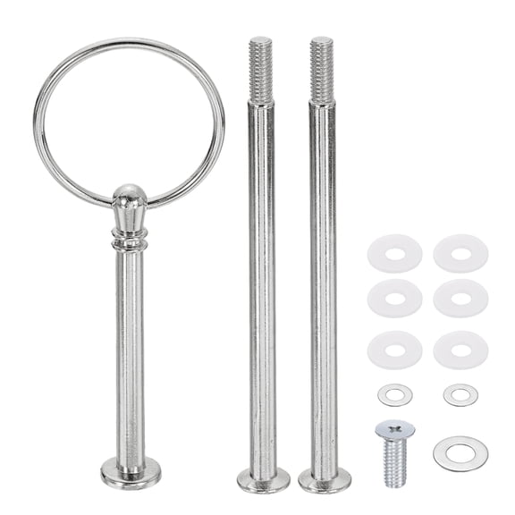 Uxcell 1 Set Cake Stand Hardware Kit, 3 Tier Cupcake Stand Fittings Zinc Alloy Tray Holder, Fruit Dessert Serving Trays Support Rod for DIY Making Wedding Decoration, Silver