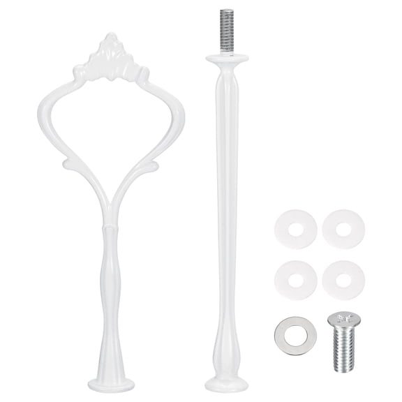 Uxcell 1 Set Zinc Alloy Cake Tray Stand Handle Plate Hardware Fitting 2-Tiers Crown Milky White
