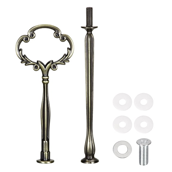Uxcell 1 Set Cake Tray Stand Handle Plate Hardware Fitting 2-Tiers Flower Bronze