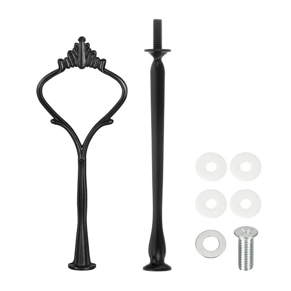 Uxcell 1 Set Cake Tray Stand Handle Plate Hardware Fitting, 2-Tiers Large Crown Black