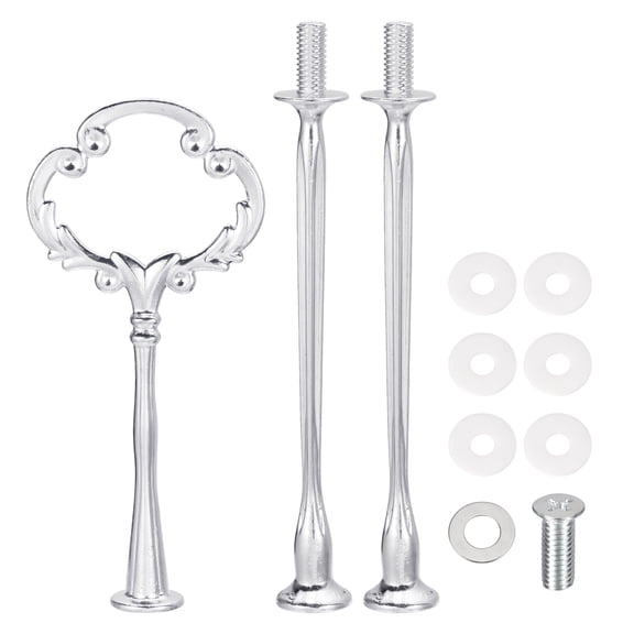 Uxcell 1 Set Cake Tray Stand Handle Plate Hardware Fitting, 3-Tiers Mini Sunflower Silver